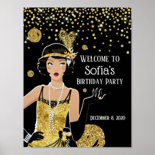 1920 Flapper-Girl-Willkommensschild Poster