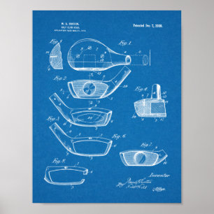 1920 Golfschlägerkopf-Design-Patent Kunstprint Poster