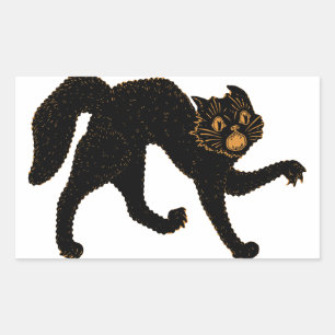 1920 Gruselige schwarze Katze Rechteckiger Aufkleber