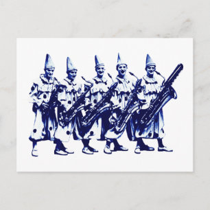 1920 Jazz-Clowns, blau Postkarte