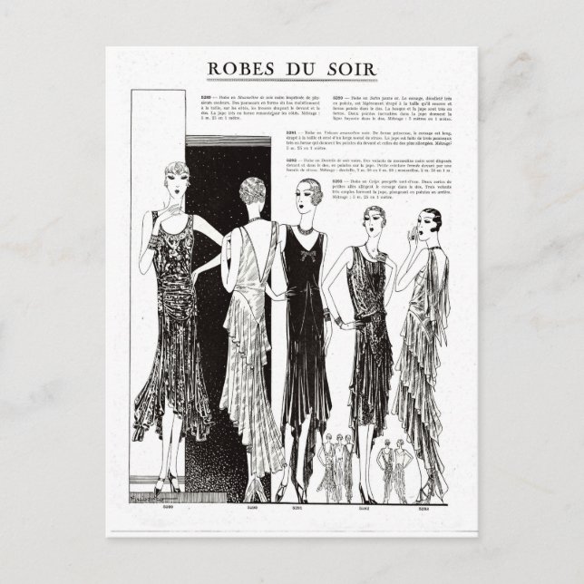 1920 Kleider Französisch Illustration Postkarte (Vorderseite)