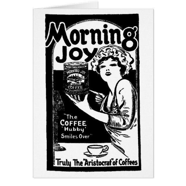 1920 Morgen-Freude-Kaffee-Zeitungs-Anzeigen-Karte (Vorne)