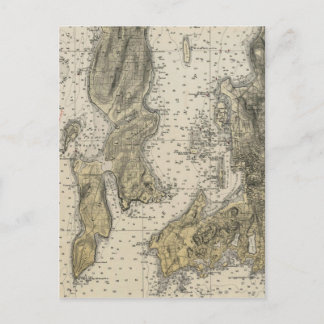 1920 Narragansett Bay Newport, RI Harbour Chart Postkarte