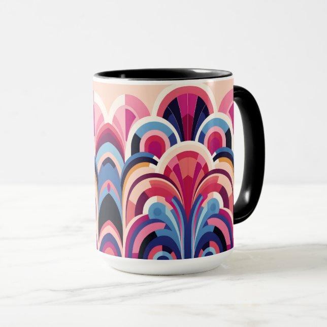 1920 Retro Art Deco Rosa, Lila, blau modern Tasse (VorderseiteRechts)