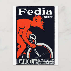 1920 Teufelsfahrt mit dem Fahrrad Postkarte