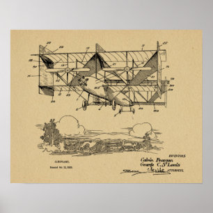 1920 Vintage Biplan-Flugzeug-Patentzeichnung Druck Poster