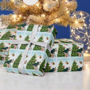 1920 Vintage Dame schmückt Weihnachtsbaum Geschenkpapier