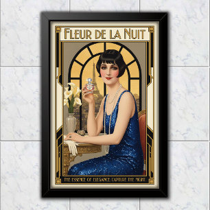 1920 Vintage Fleur de la Nuit Parfümwerbung Poster