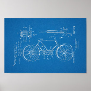 1920 Vintages Fahrrad Patent Blueprint Art Print Poster