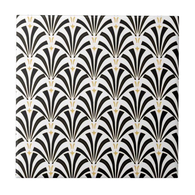 1920er Art Deco Fächer Palmetto Fliese (Vorderseite)