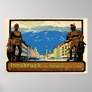 1920er Innsbruck über Harwich Reiseposter British Poster