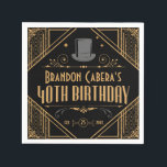 1920er Jahre Art Deco Black & Gold 40th Birthday P Serviette<br><div class="desc">Feiern Sie die großen 4-0 im Stil mit diesem Art Déco Stil im Schwarz und Gold 40. Geburtstag Party Servietten! Die Goldelemente verleihen den 20er Jahren ein Ambiente, das perfekt zum Feiern geeignet ist. Karo in unserem Shop für die Koordination von Party-Artikeln. ・ Suchen Sie etwas Anderes? Senden Sie uns...</div>
