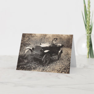 1920er Jahre Automobil Vintage-Foto Dankeskarte