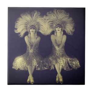 1920er Jahre Die Dolly Sisters Zwillings-Flapper Fliese