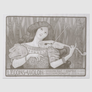 1920er Jahre Französisches Poster Violinenspiel De Seidenpapier