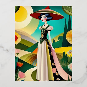 1920er Jahre. Haute-Couture-Vintage-Mode Folien Feiertagspostkarte