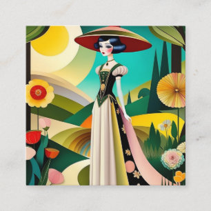 1920er Jahre. Haute-Couture-Vintage-Mode Quadratische Visitenkarte