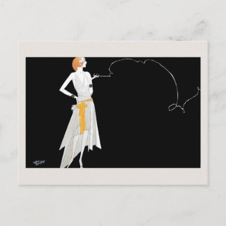 1920er Jahre Mode Flapper Mädchen Zeichnung Postkarte