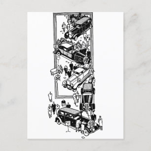 1920er-Jahre zeigen Autos Kunstdarstellung Postkarte