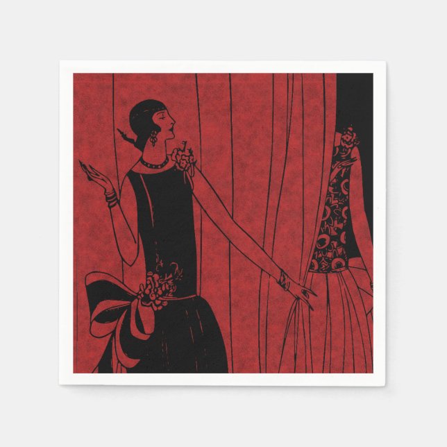 1920s Art Deco Fashion Show Red and Black Serviette (Vorderseite)