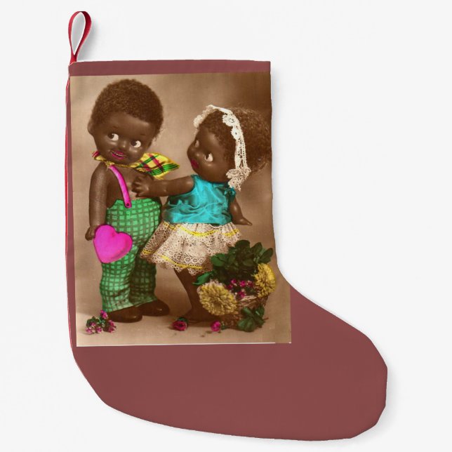 1920s Black Dolls in Love Kleiner Weihnachtsstrumpf (Vorderseite)