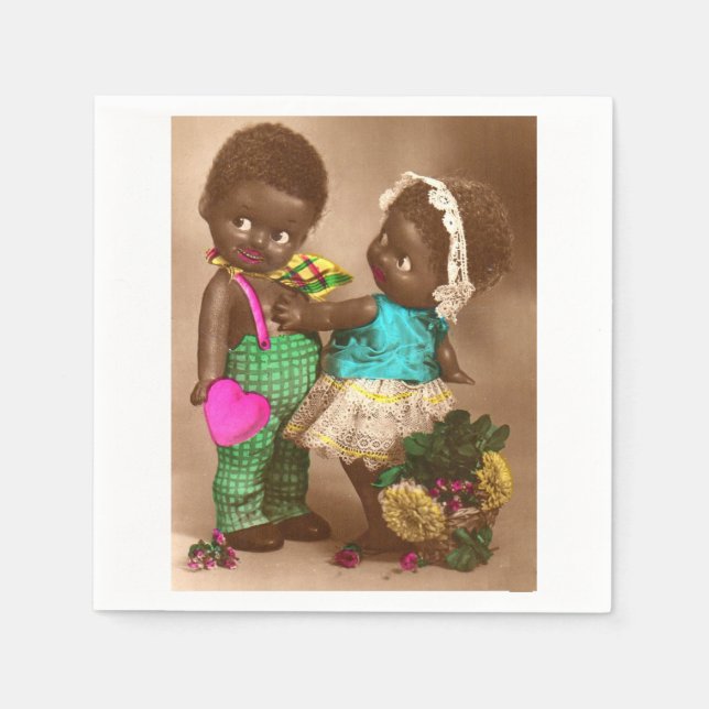 1920s Black Dolls in Love Serviette (Vorderseite)