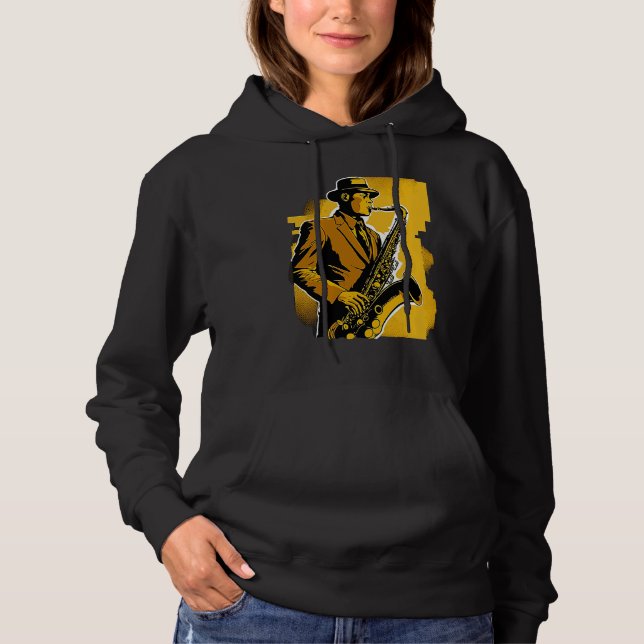 1920s Deco Era Jazz Musician Saxophone Player Hoodie (Vorderseite)