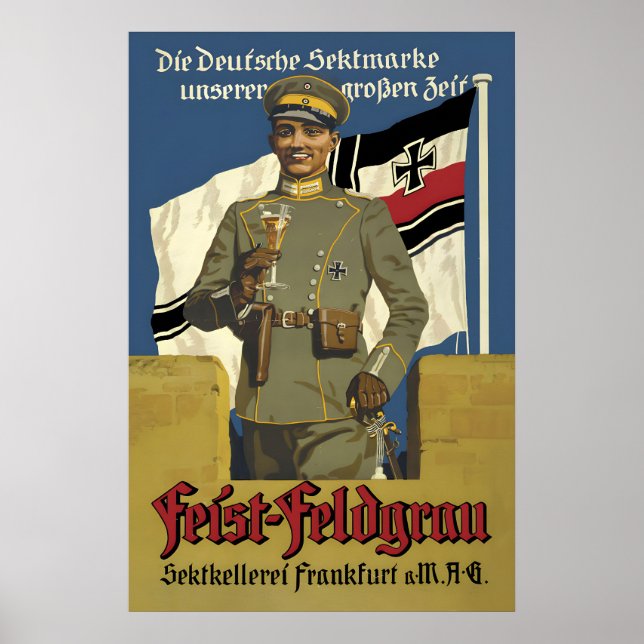 1920s German Sparkling Wine Poster Feist-Feldgrau (Vorne)