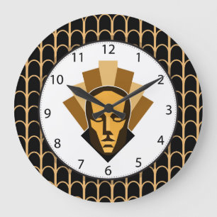 1920s Roaring Twenties Style Statue Crest Große Wanduhr