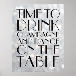 1920's Time to Drink Champagne Poster Silber
