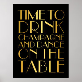 1920's Time to Drink Champagner Poster Gold