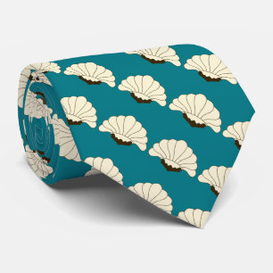 1920s Vintage Art Deco Cream Flowers & Teal Krawatte