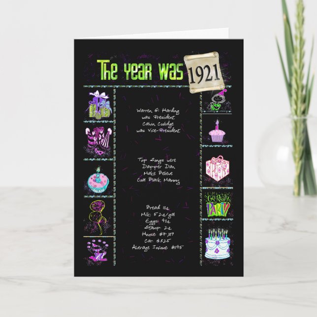 1921 Geburtstagsspass - Fakten Karte (Vorderseite)