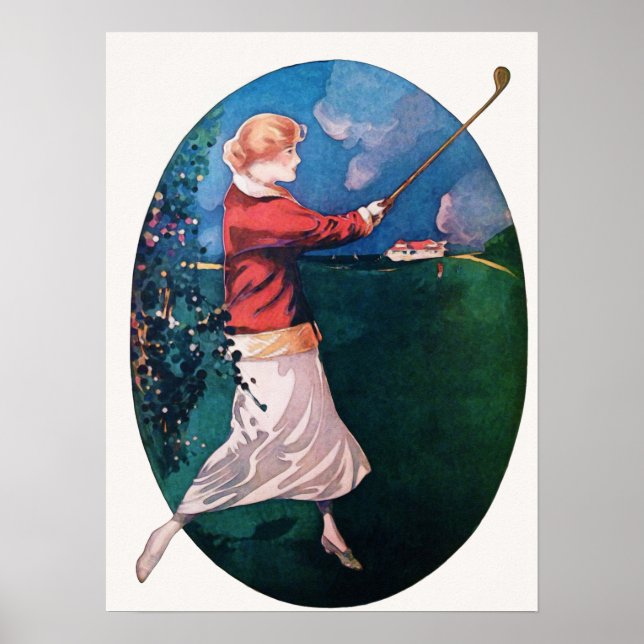 1921 Golf Aquarell Print Poster (Vorne)