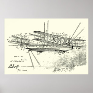 1921 Luftschiff-Flugzeug-Patent-Kunstzeichnung Dru Poster