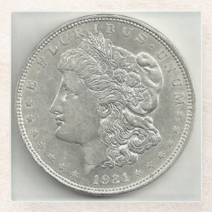 1921 Morgan Silver Dollar Glasuntersetzer