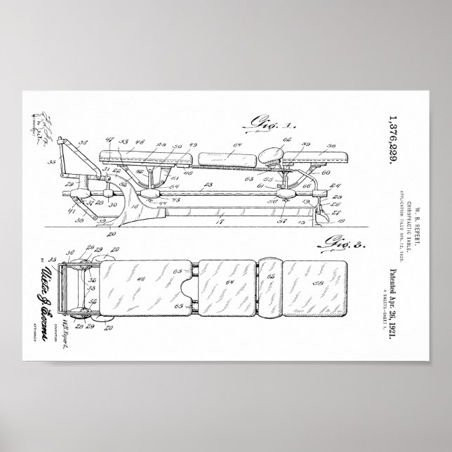 1921 Vintage Chiropraktische Tafelpatente Art Prin Poster (Vorne)