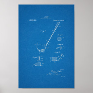 1921 Vintager Golf Club Patent Blueprint Art Print Poster