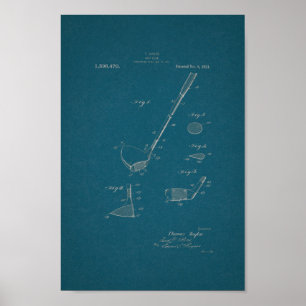 1921 Vintager Golf Club Patent Blueprint Art Print Poster