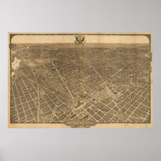 1921 Washington DC Birds Eye View Panorama Karte Poster