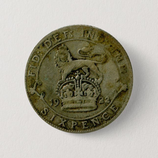 1922 Briten-Sixpencestückknopf Button (Vorderseite)