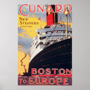 1922 Cunard Dampfer Reiseplakat - Boston nach Poster