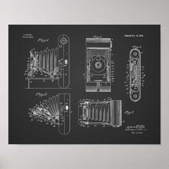 1922 Faltkamera Patent Art Zeichnend Druck Poster (Vorne)