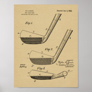 1922 Golf Club Head Design Patent Art Print Poster