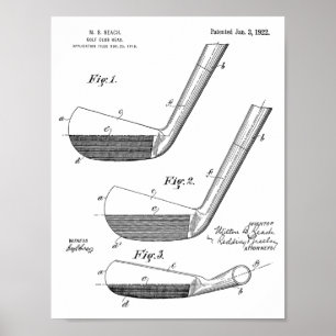 1922 Golf Club Head Design Patent Art Print Poster