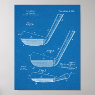 1922 Golfschlägerkopf-Design-Patent Kunstprint Poster