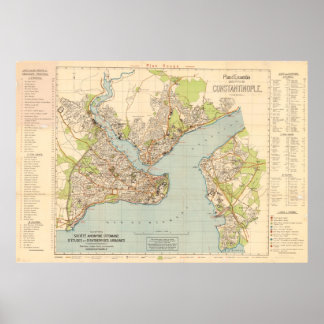 1922 Karte von Konstantinopel - Istanbul, Türkei Poster