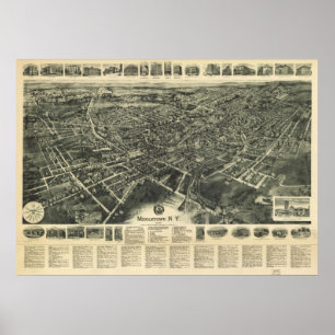 1922 Middletown, New Birds Eye Panoramablick Karte Poster