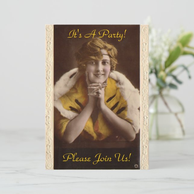 1922 Modernes Mädchen Einladung (Stehend Vorderseite)