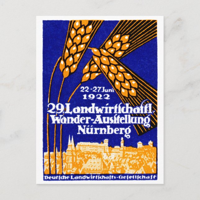 1922 Nürnberger Agrar-Exposition Postkarte (Vorderseite)